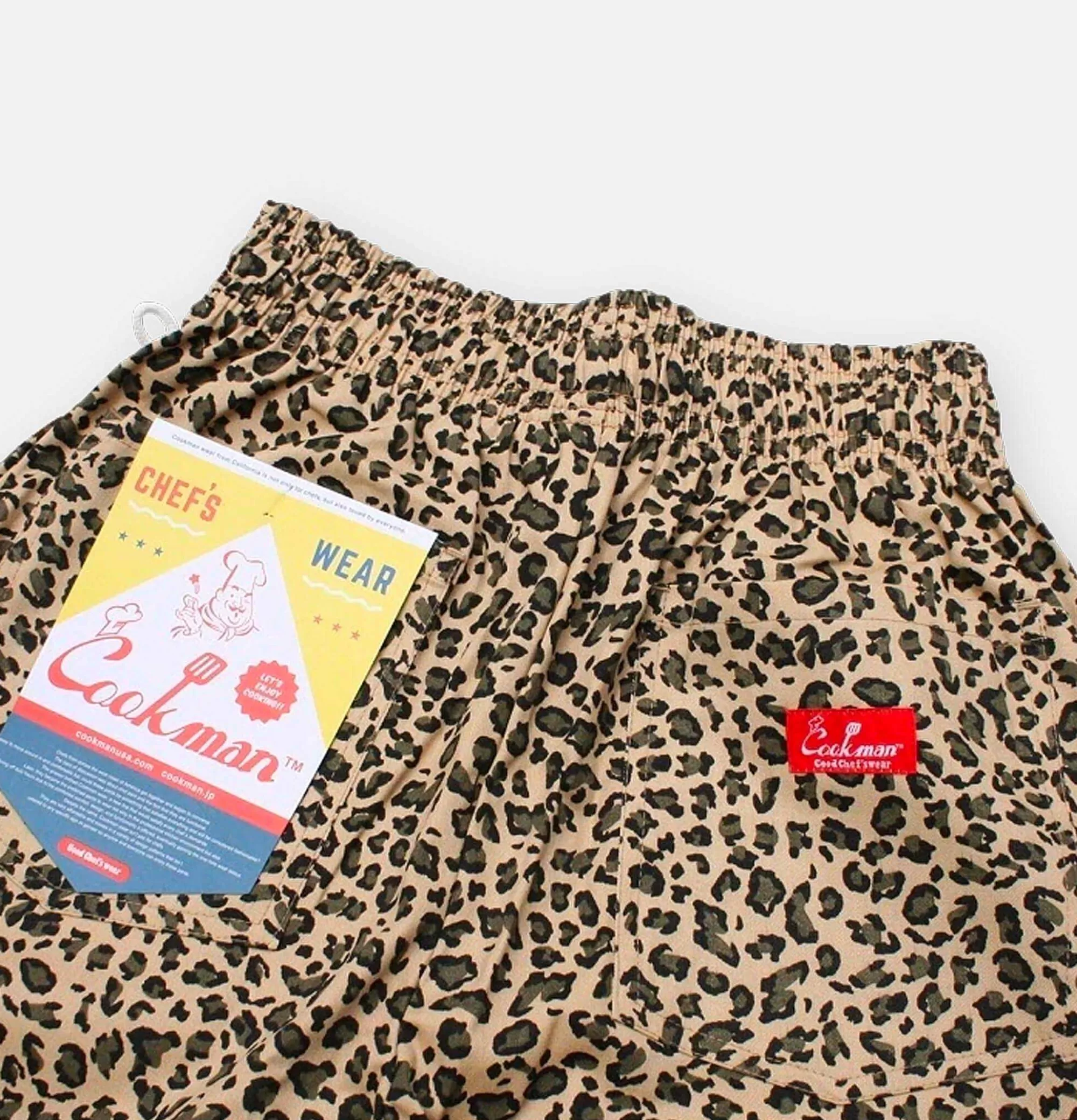 COOKMANN - Pantalones Cortos Profesionales para Chef con Estampado Leopardo | Diseño Ergonómico y Resistentes al Calor | Talles de Cocina Duraderos y Cómodos