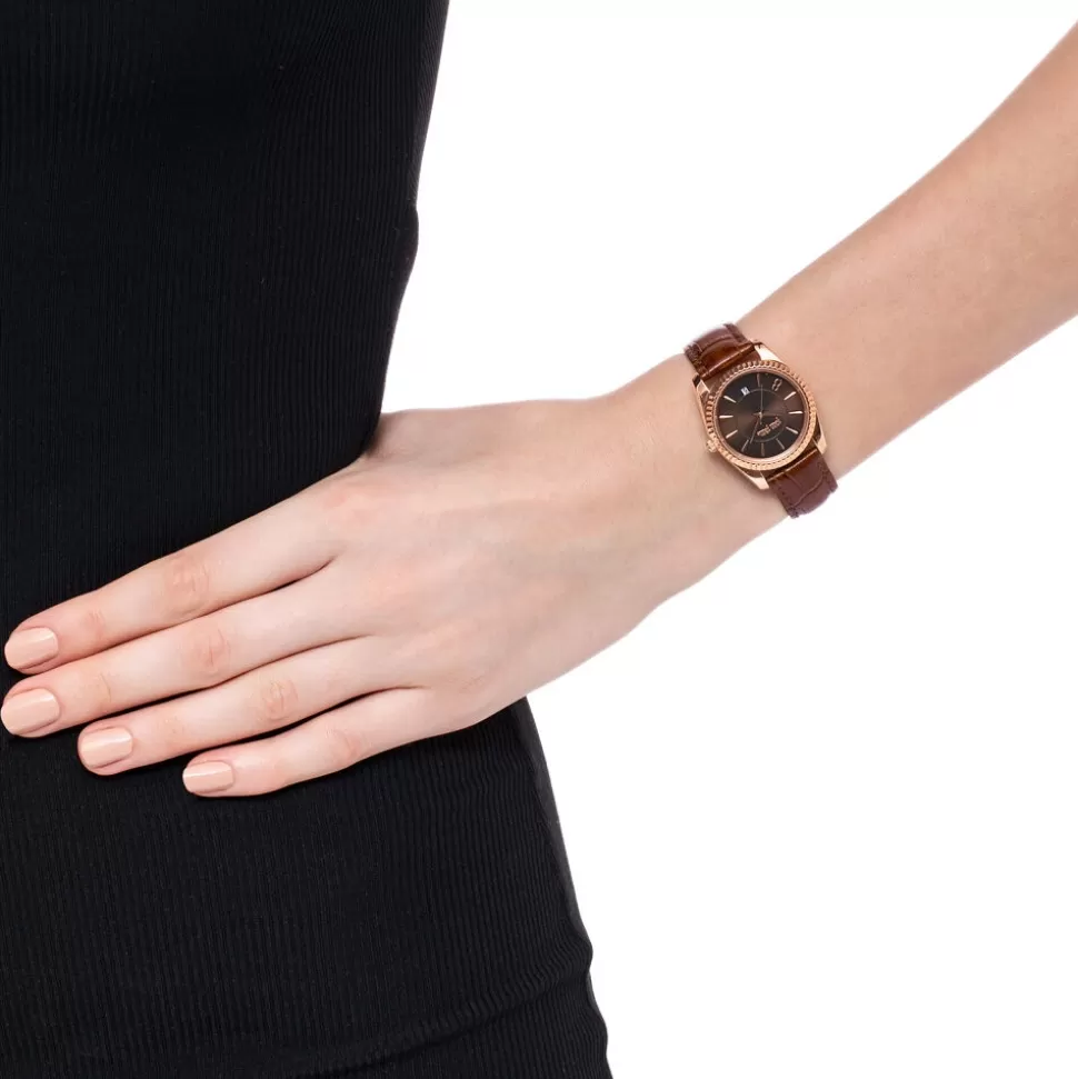 Folli Follie Chronos Tales - Reloj de pulsera femenino con correa de piel genuina y esfera compacta, diseño elegante para el día a día.
