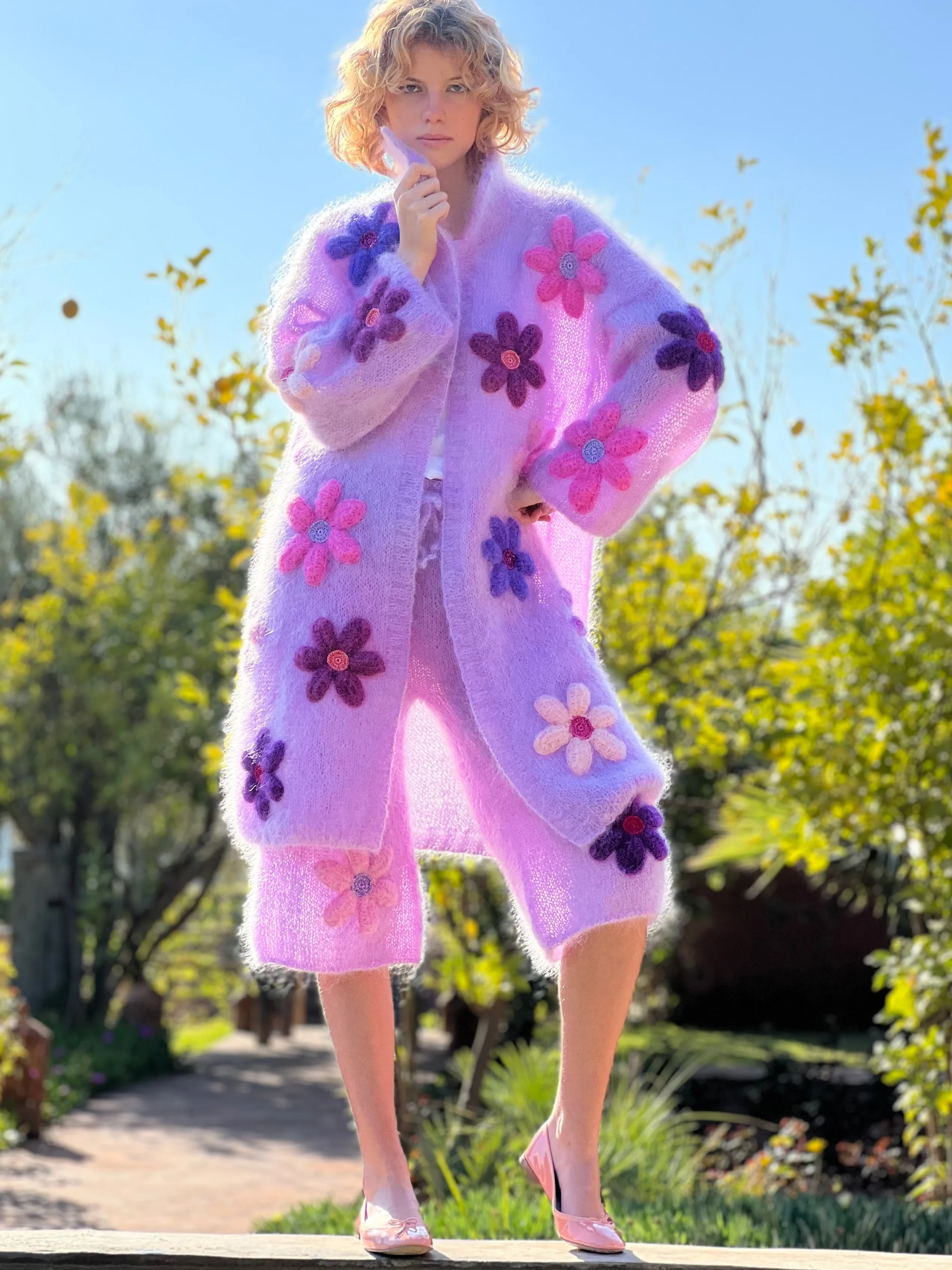 Rose Carmine COAT FREE FLOWERS PARME- Coats