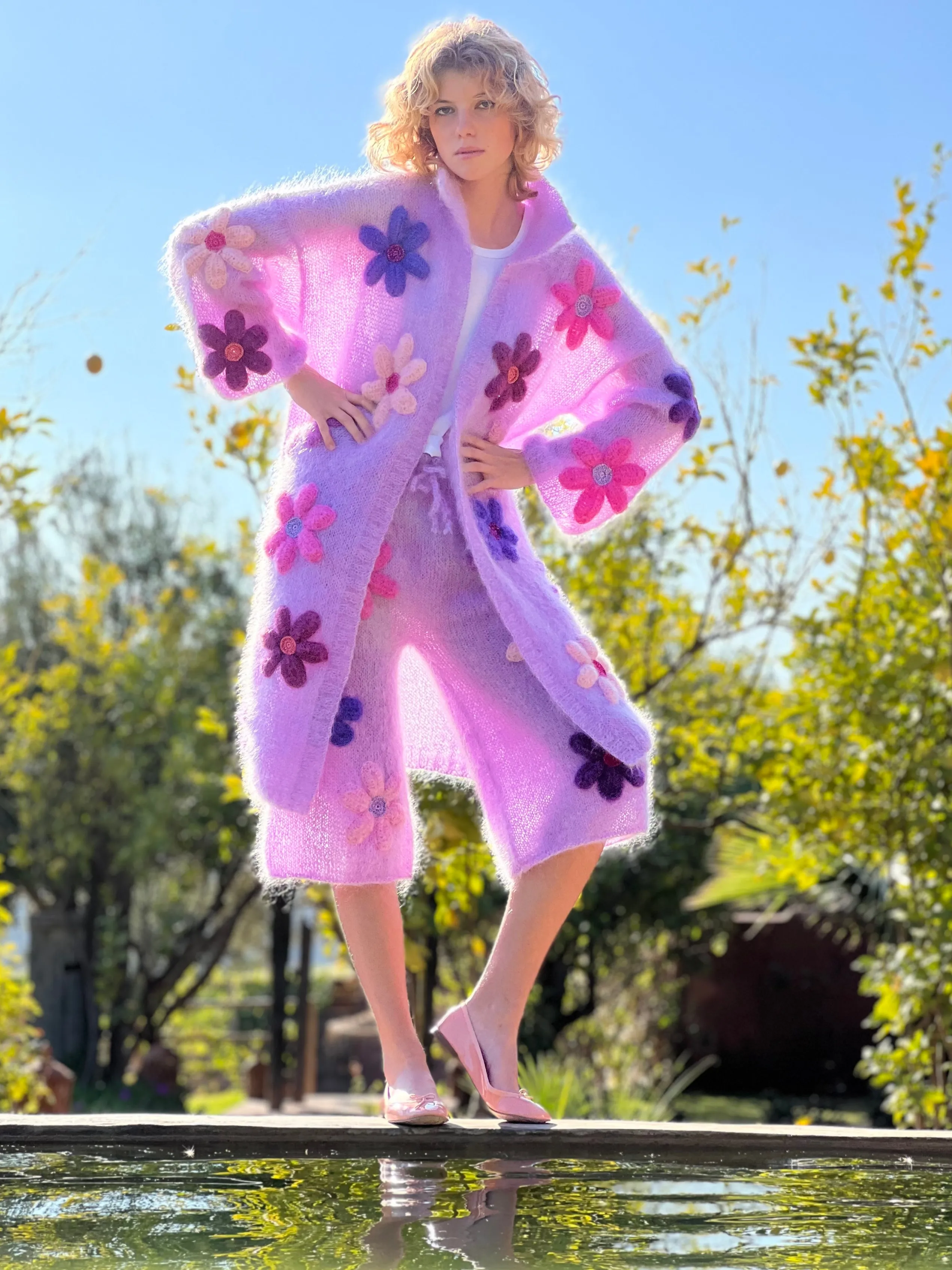 Rose Carmine COAT FREE FLOWERS PARME- Coats