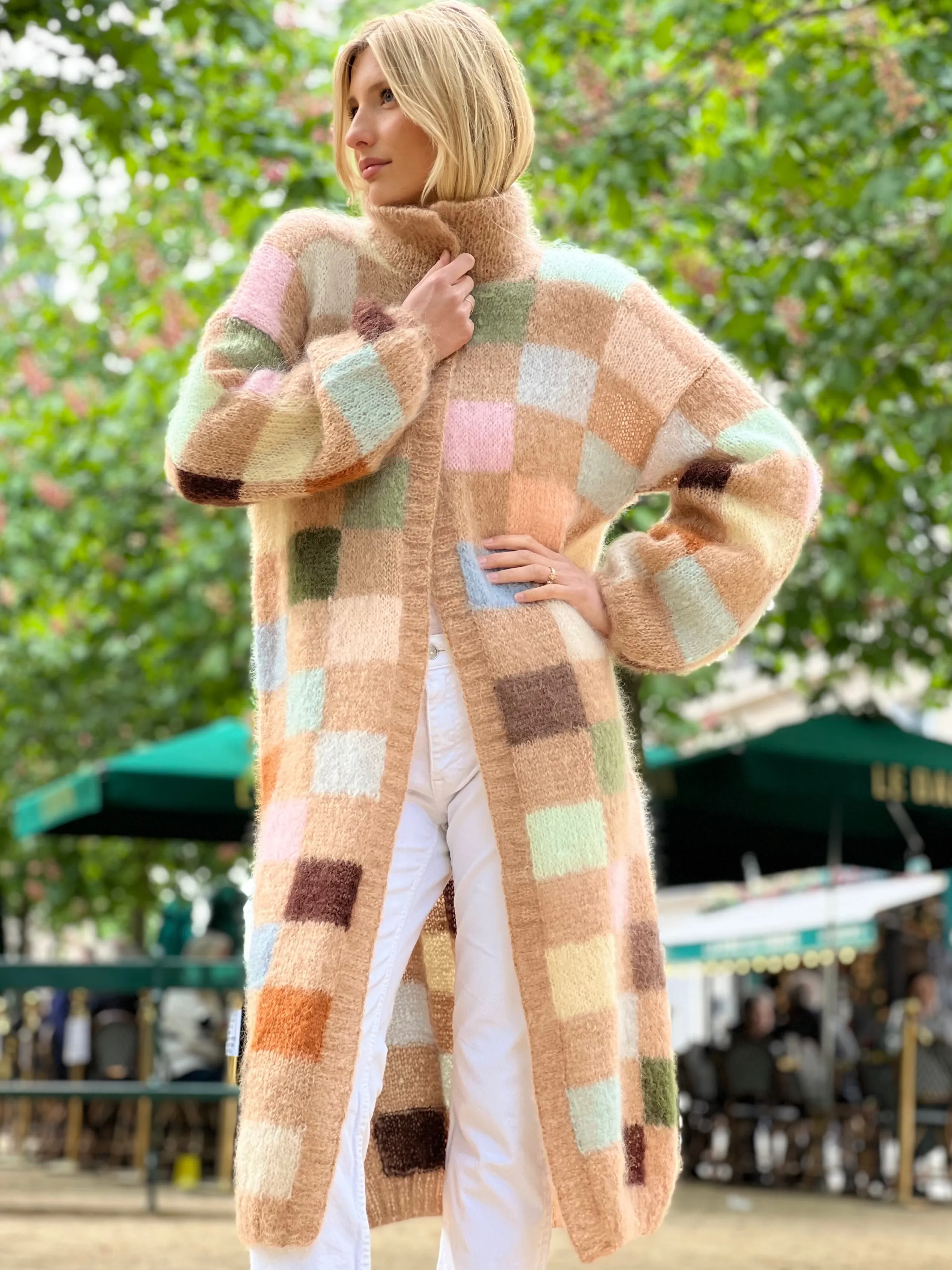 Rose Carmine COAT PIXELS BEIGE- Coats