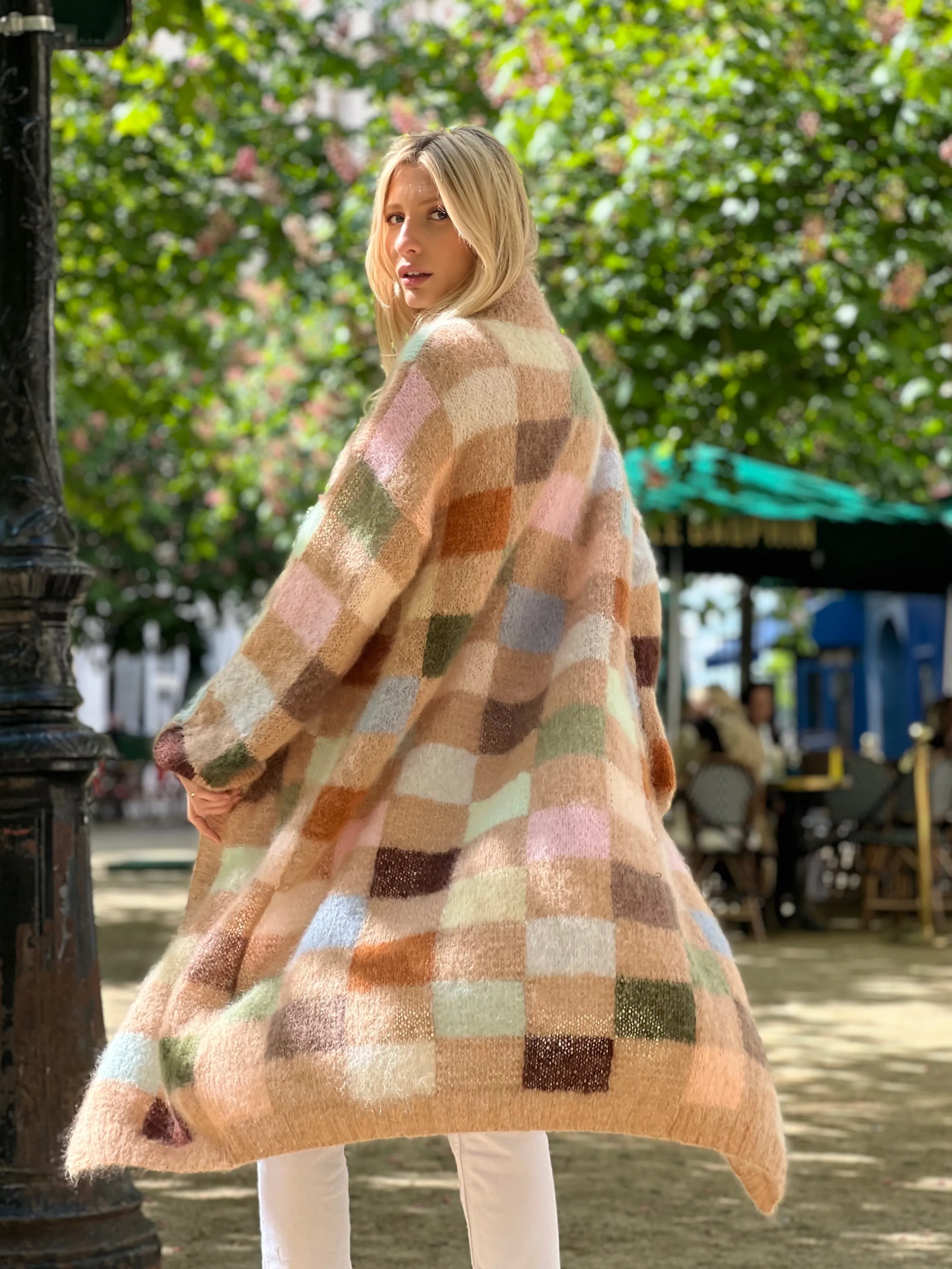 Rose Carmine COAT PIXELS BEIGE- Coats