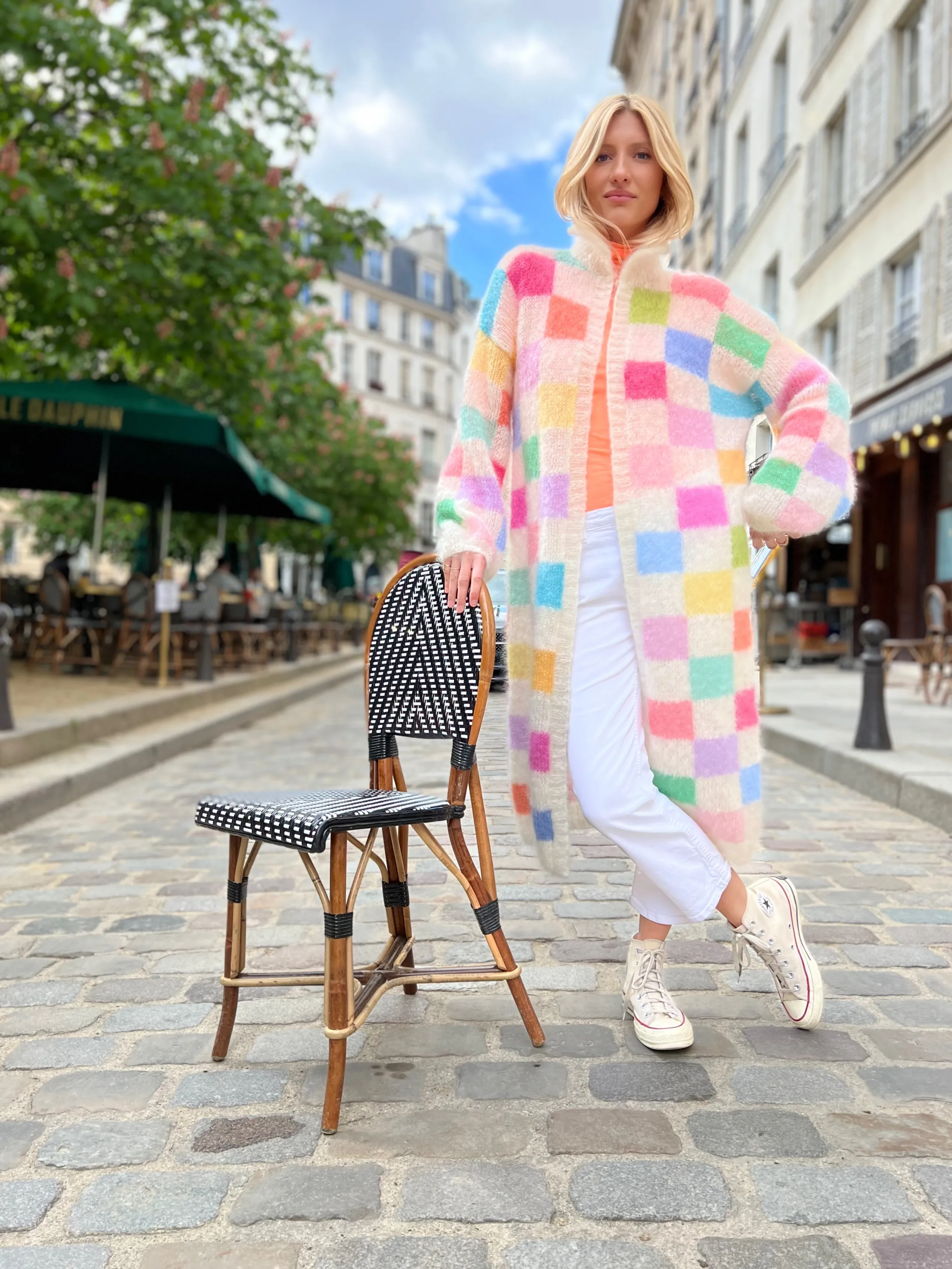 Rose Carmine COAT PIXELS ECRU- Coats