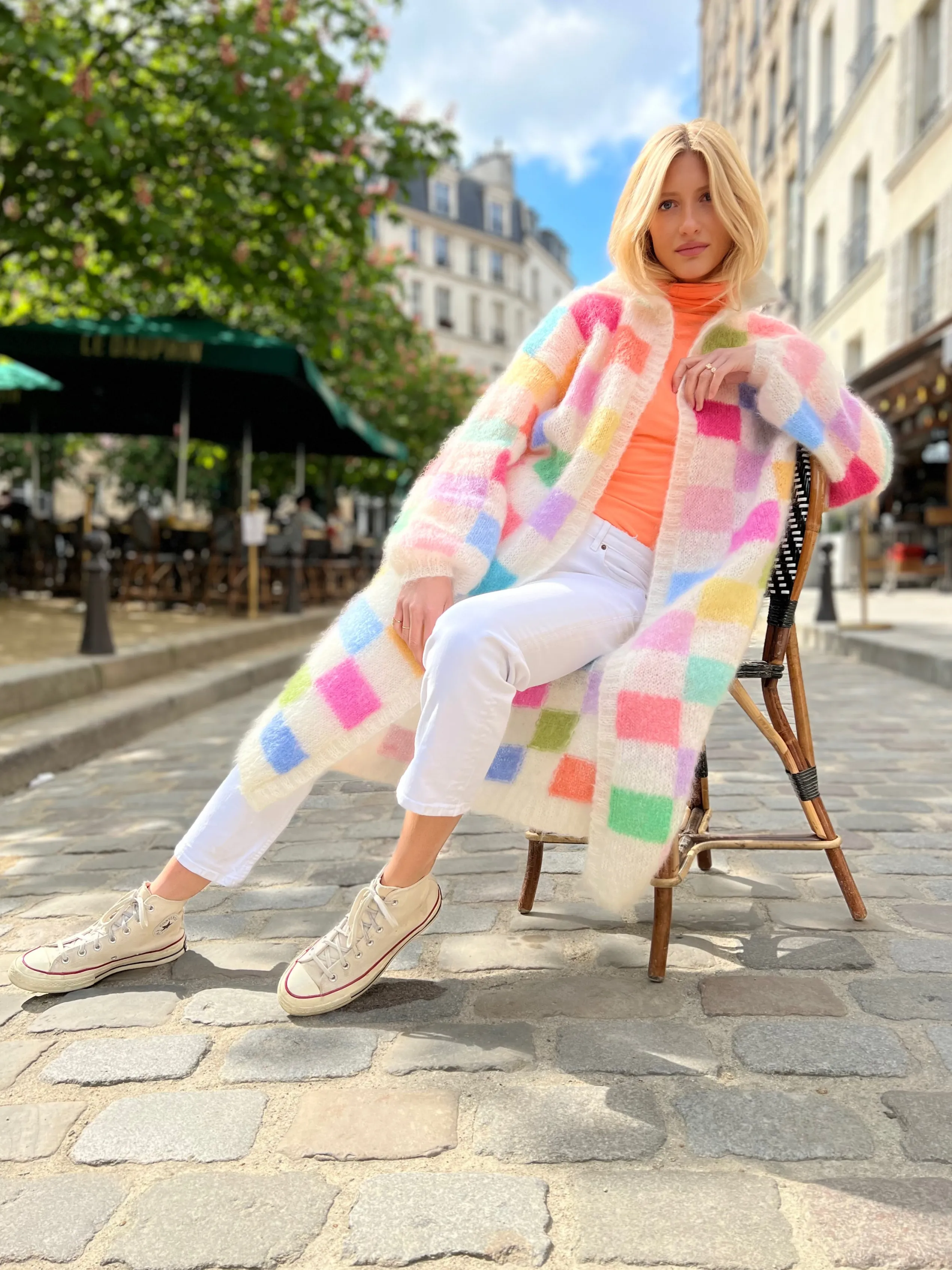 Rose Carmine COAT PIXELS ECRU- Coats
