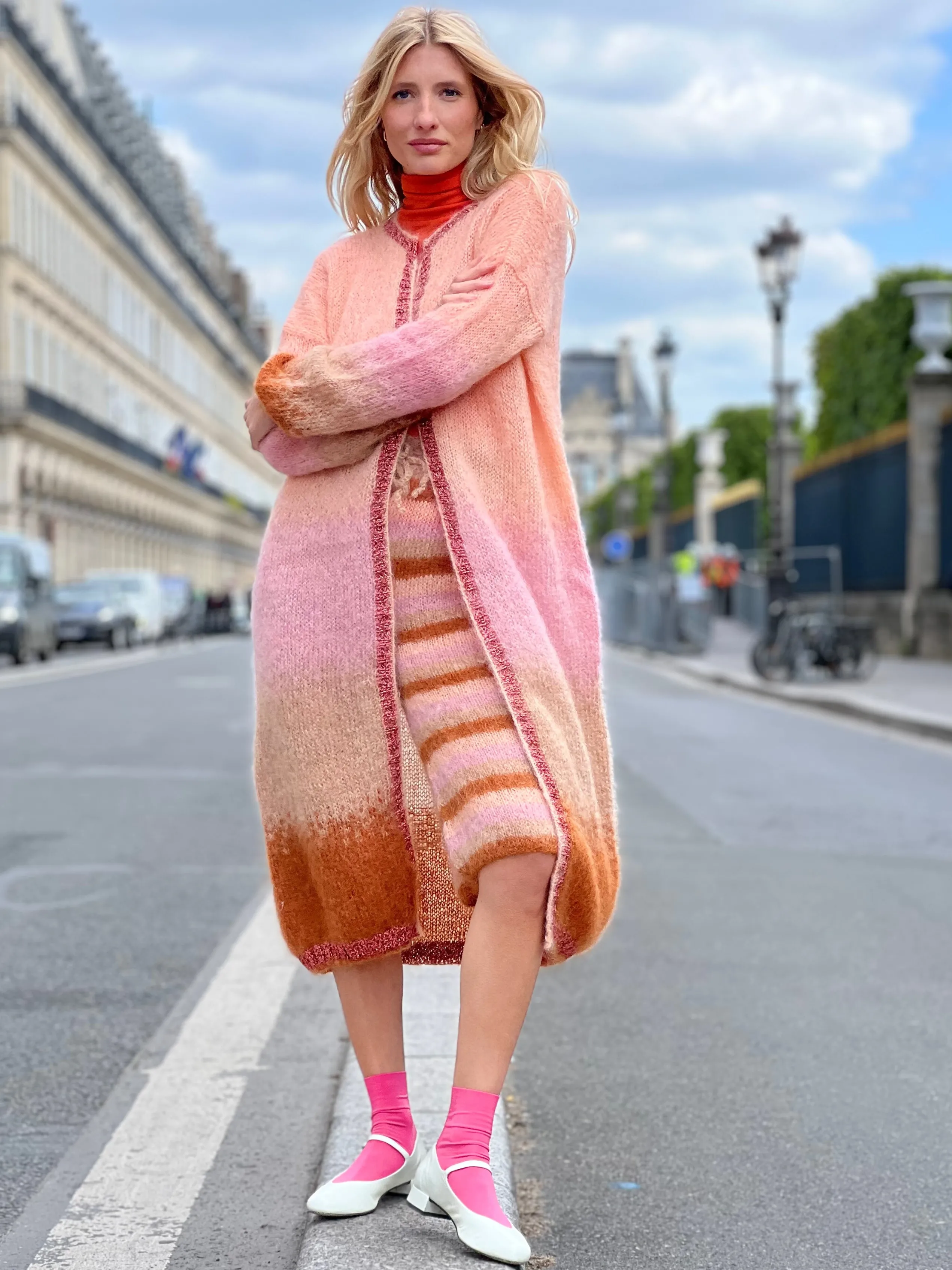 Rose Carmine COAT TIE&DYE DUNE- Coats