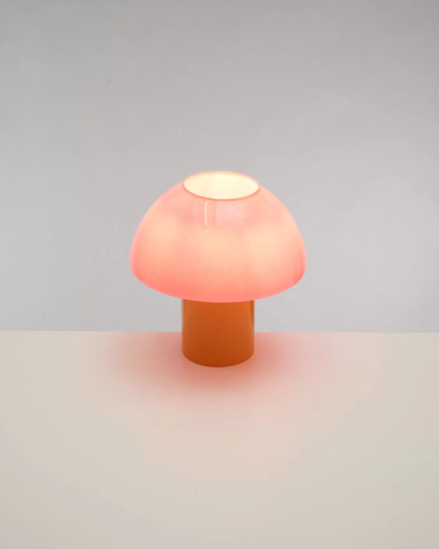 Lámpara de Hongo Miio Vintage - Luminaria de Cristal en Tonos Rosados y Amarillos para Decoración Boho