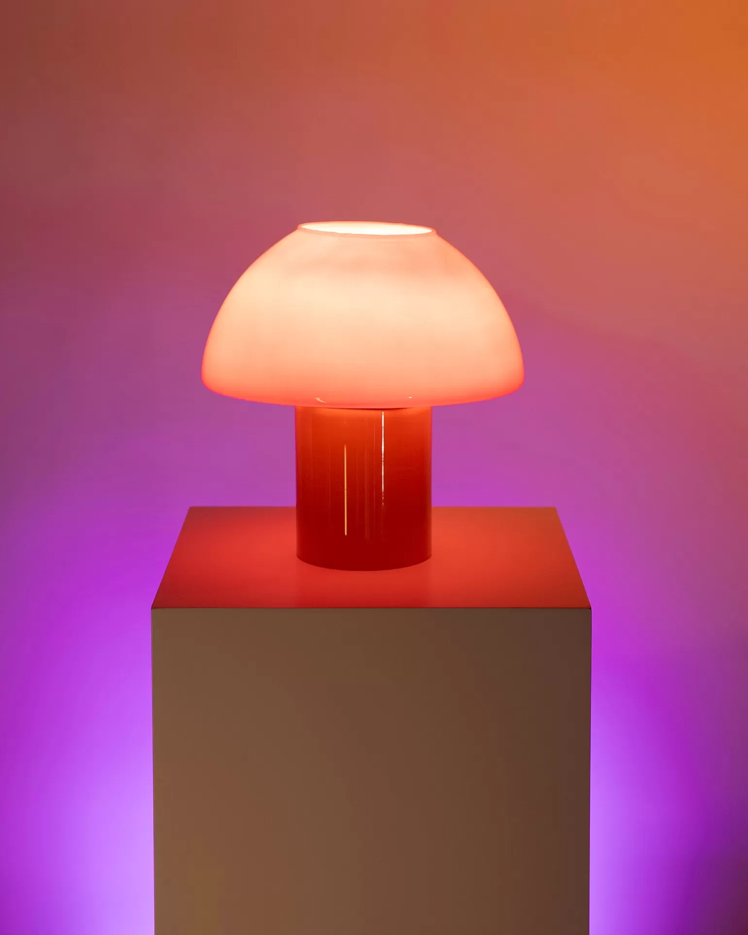 Lámpara de Hongo Miio Vintage - Luminaria de Cristal en Tonos Rosados y Amarillos para Decoración Boho