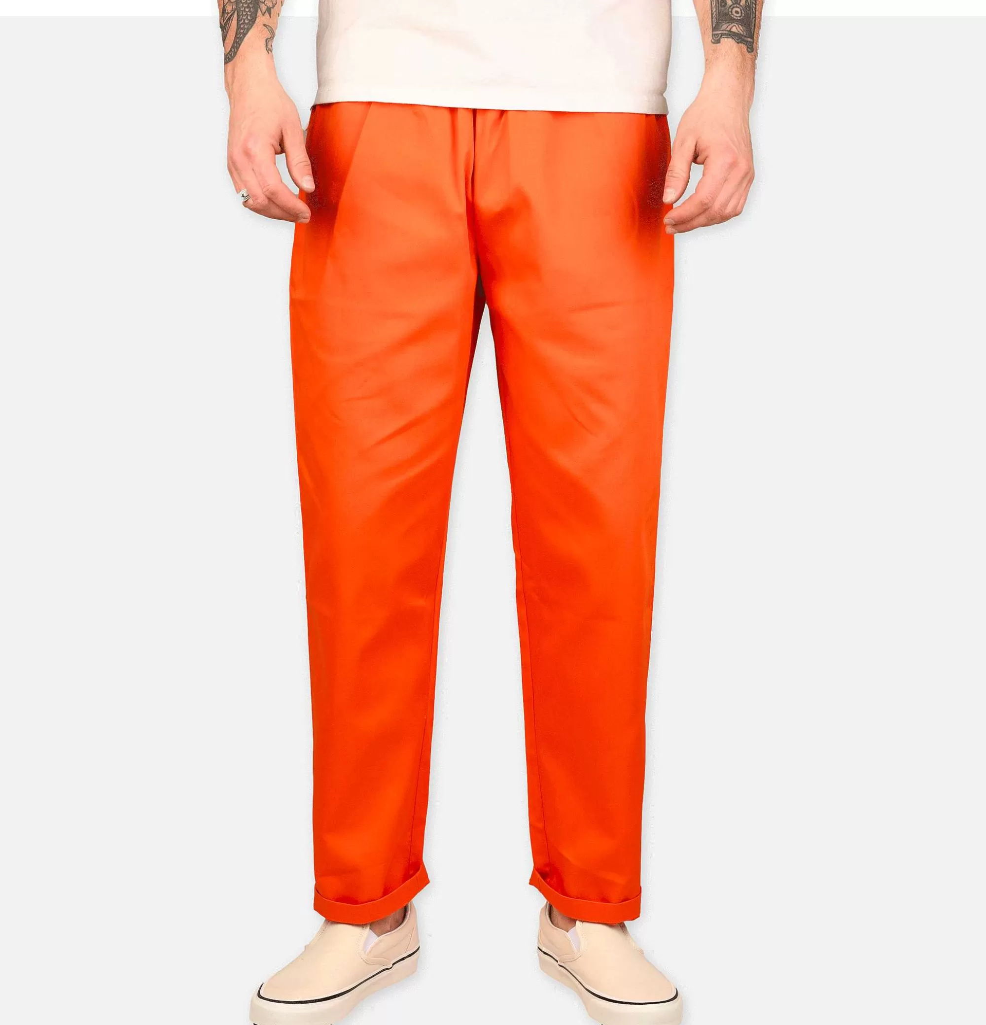 Pantalones Profesionales para Chef COOKMAN - Ajuste Ergonómico y Duradero en Color Naranja Vibrante