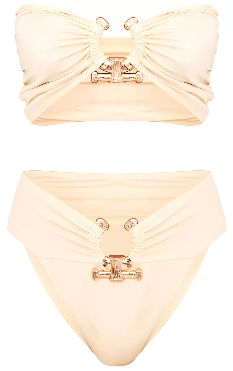 PrettyLittleThing  Hammered Trim High Waist Bikini Bottoms< Bachelorette Party