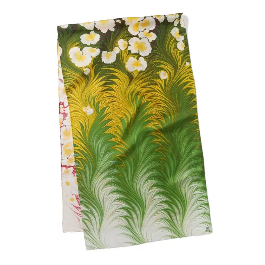 The Met Store Scarves & Wraps*Daisy Garden Marbled Paper Oblong Silk Scarf