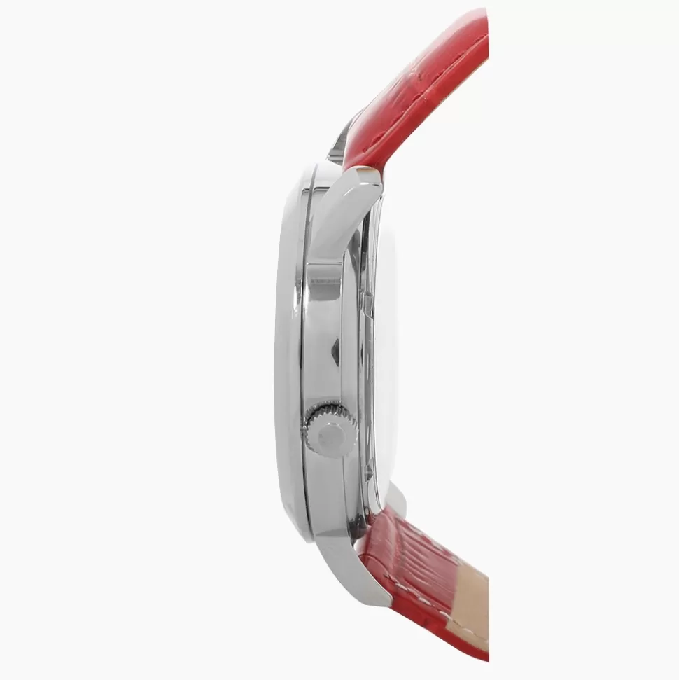 Reloj Drive Me Folli Follie para Mujer - Correa de Cuero Rojo Intenso con Detalles de Lujo