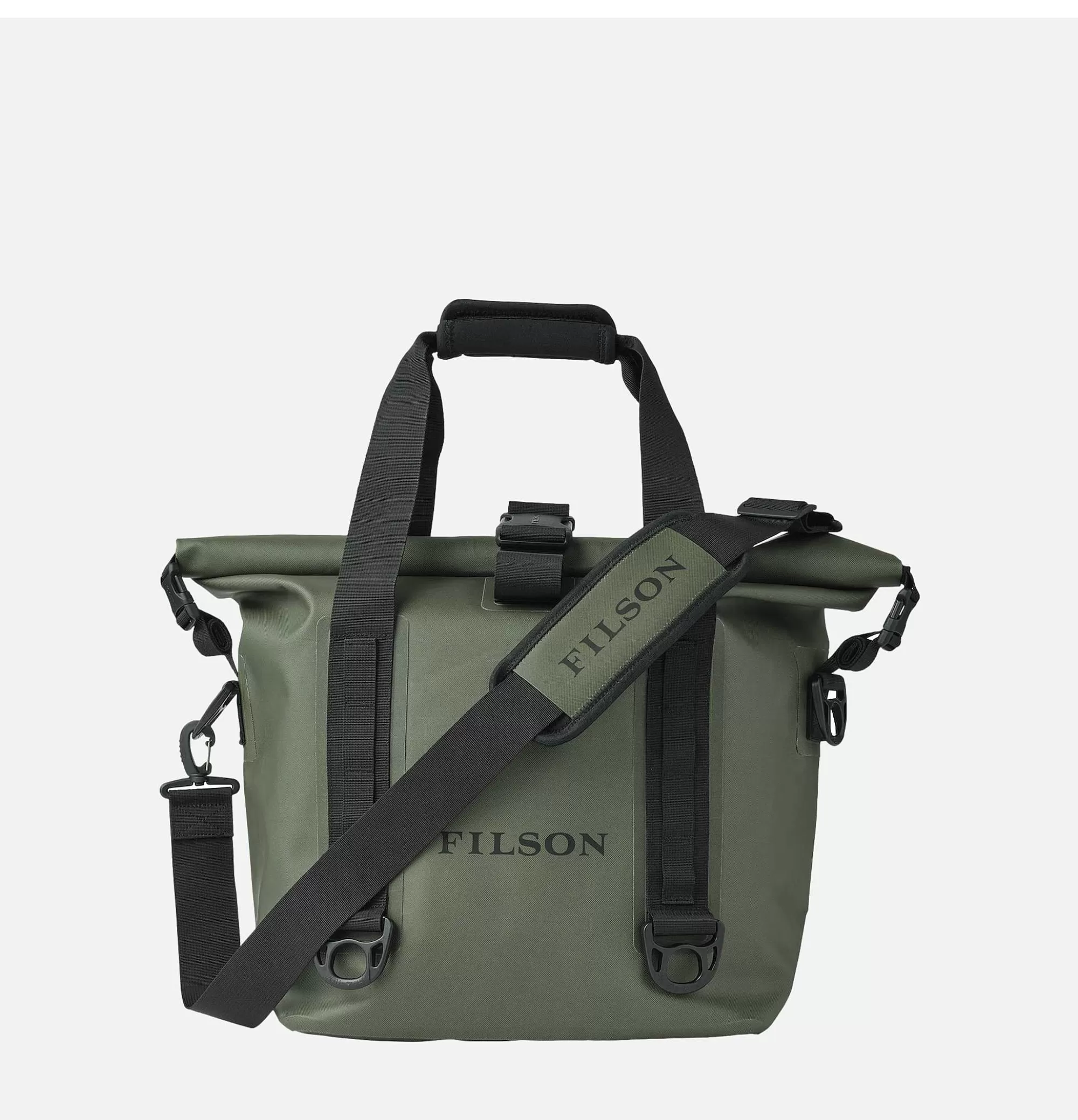 Bolso Tote FILSON Impermeable en Verde Olivo – Bandolera Resistente con Diseño Versátil