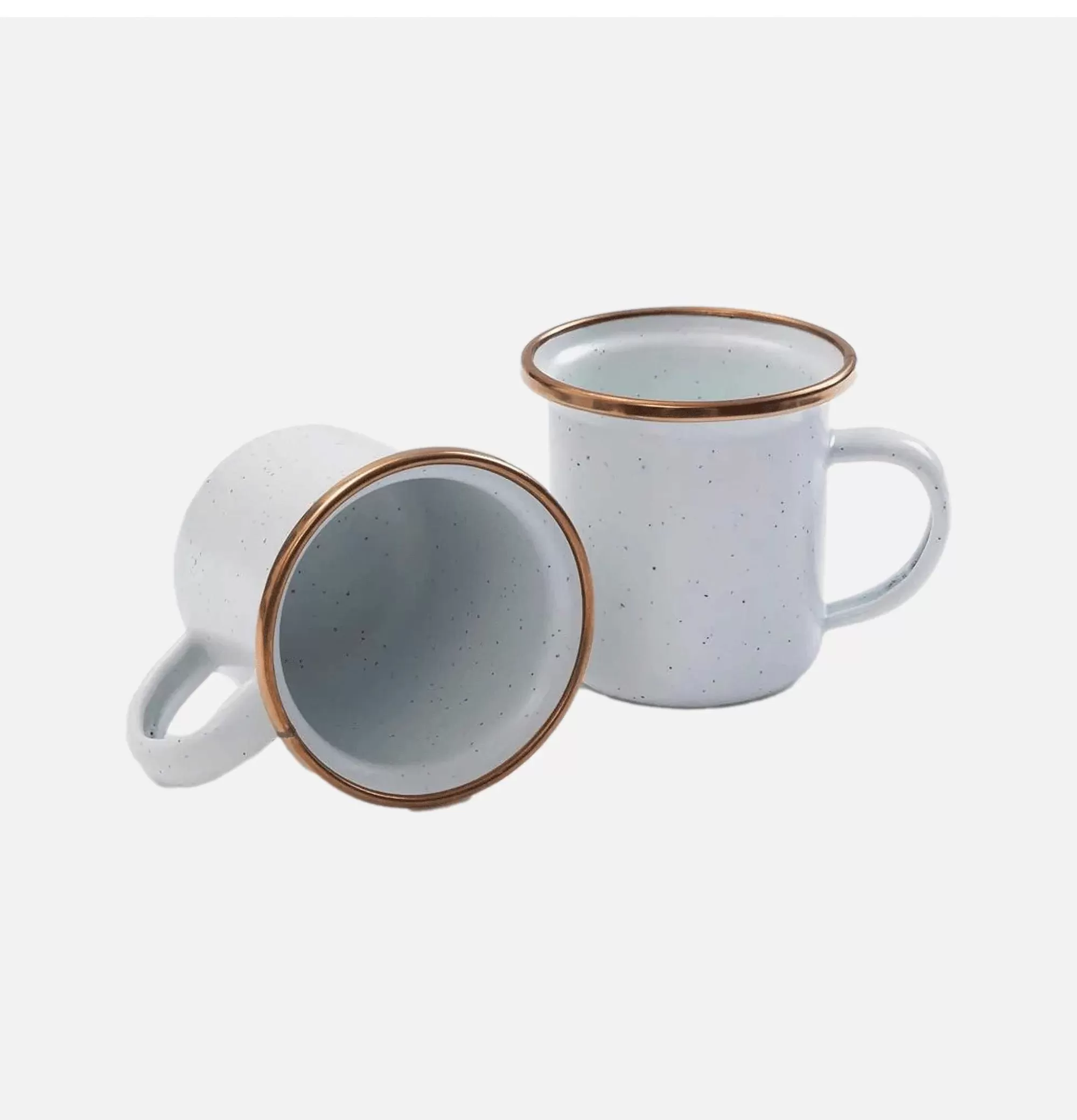 Tazas Esmaltadas BAREBONES - Juego Doble en Color Cascarón · Vajilla Resistente para Camping y Excursionismo 

(：：1.