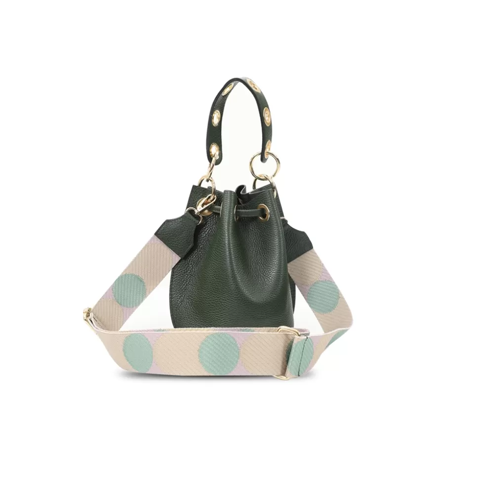 Bolso Bucket de Cuero Verde Folli Follie para Mujer - Elegancia Moderna con Detalle Clásico