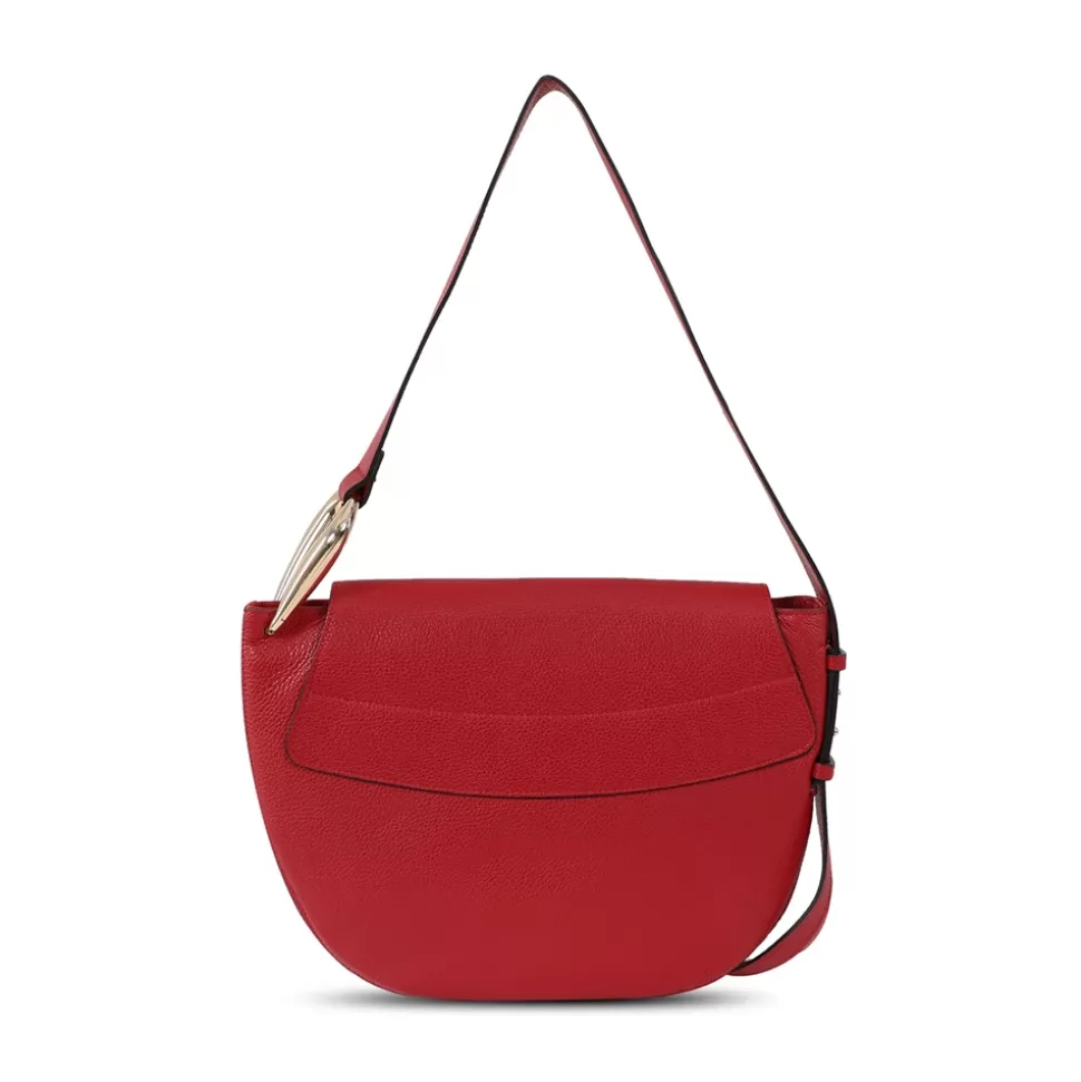 Bandolera Folli Follie en cuero rojo con tapa - Elegancia sofisticada para mujer, diseño acolchado exclusivo y práctico