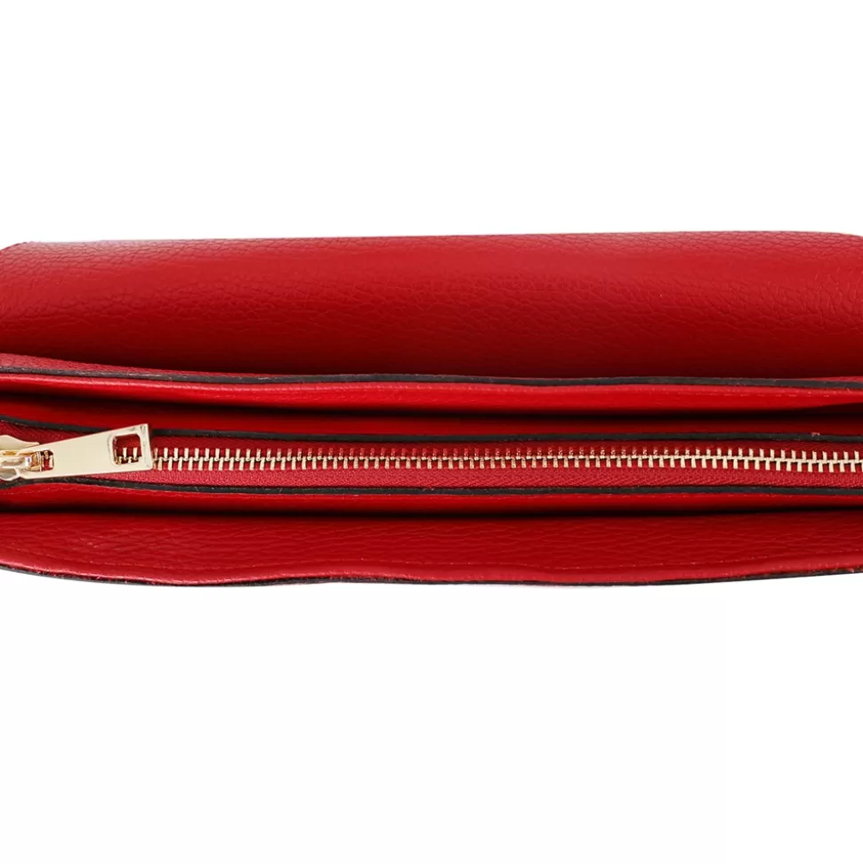 Bandolera Folli Follie en cuero rojo con tapa - Elegancia sofisticada para mujer, diseño acolchado exclusivo y práctico