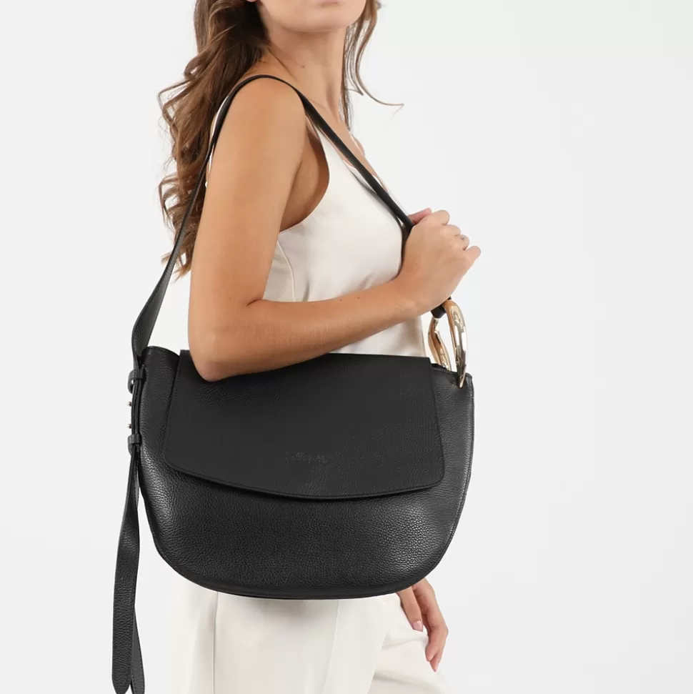 Folli Follie para Mujer: Bolso de Hombro Fascinante en Cuero Auténtico con Tapa y Diseño Premium