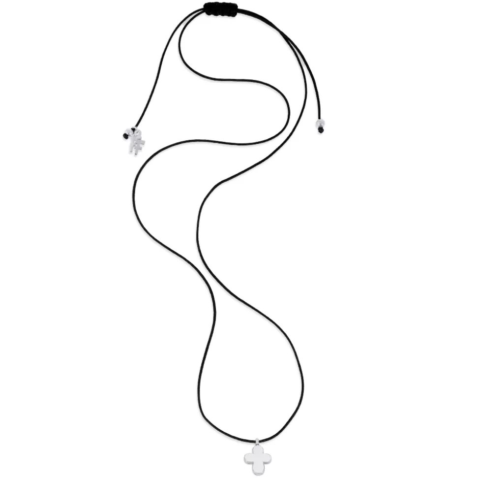 Collar Bohemio Ajustable para Mujer - Cruz de Plata con Detalle en Hilo y Diseño Minimalista de Folli Follie