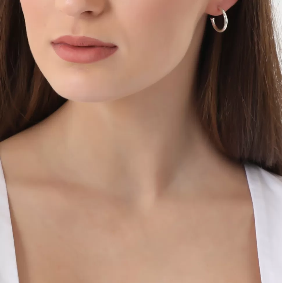 Aretes Folli Follie Mujer - Argollas Miniaturas Plata con Dije H4H | Diseño Fashionable.me