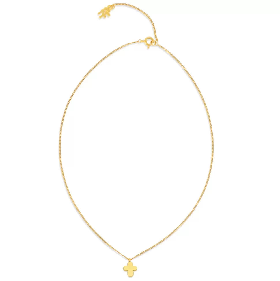 Cadena Elegante Folli Follie para Mujer - Cruz Detallada en Chapado de Oro | Joyería Moderna con Toque Clásico