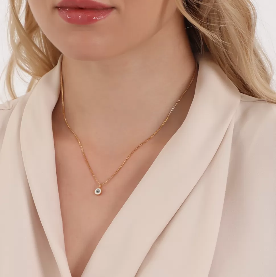Collar Elegante para Mujer Folli Follie - Cadena Dorada con Detalle de Ojo Místico | Joyería Moderna Ajustable