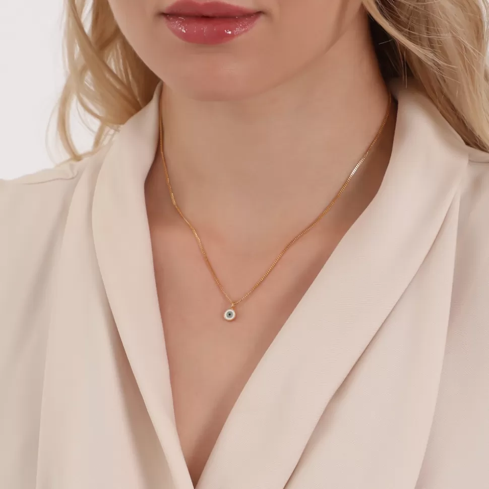 Collar Elegante para Mujer Folli Follie - Cadena Dorada con Detalle de Ojo Místico | Joyería Moderna Ajustable