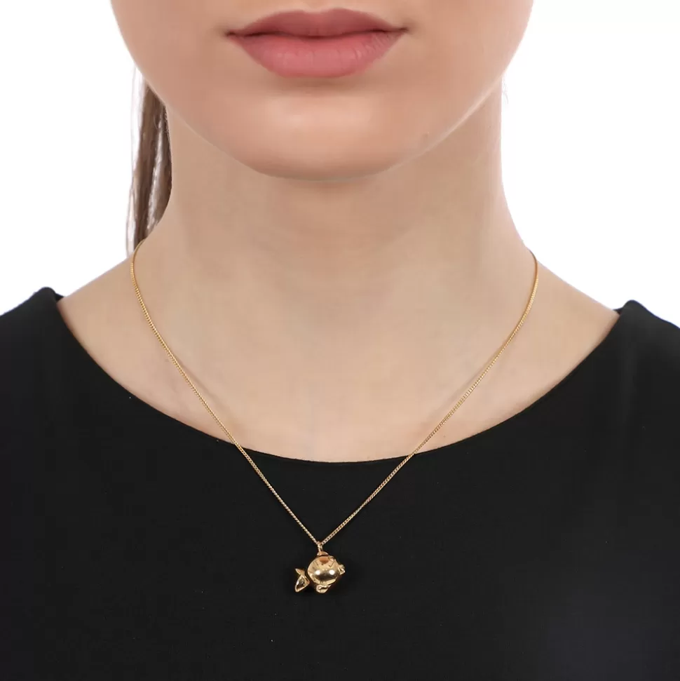 Colgante elegante Folli Follie para mujer - Cadena enchapada en oro con detalle de pez estilizado | Fashionable.Me