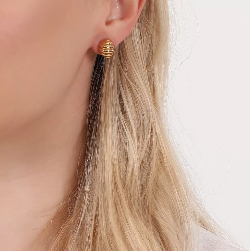 Folli Follie | Aretes bañados en oro con diseño de panal - Elegancia contemporánea y detalles artesanales para tu estilo único

(：。、、