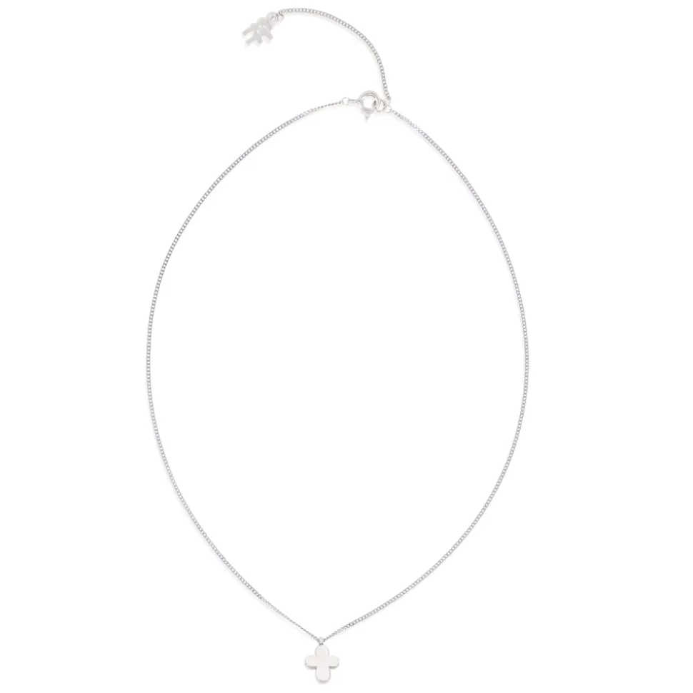 Collares Folli Follie para Mujer - Cadena de Plata con Cruz Elegante y Detalle Brillante, Diseño Fashionable.Me de Estilo Moderno