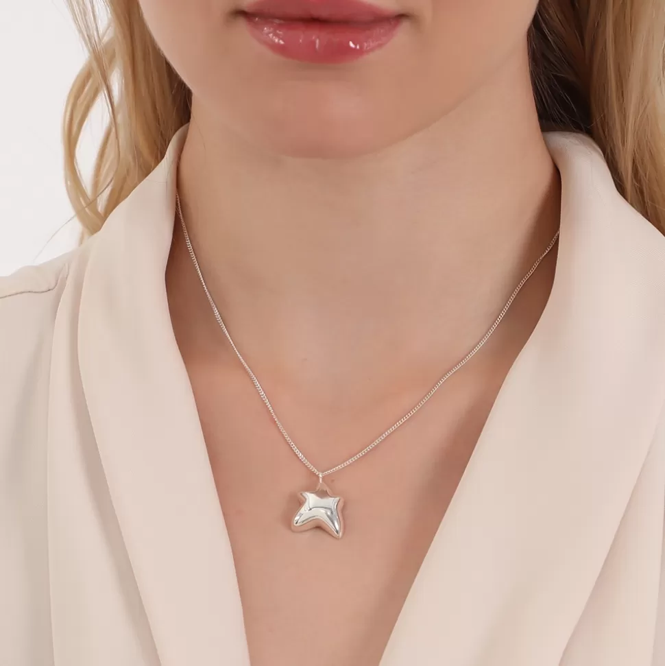 Collar Fino Folli Follie Mujer - Cadena Estrella Plata de Ley con Detalle Brillante