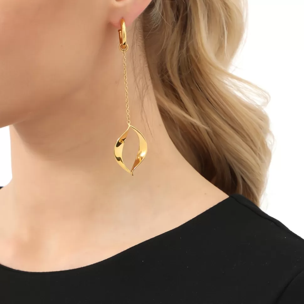 Pendientes largos Alma de Fuego en chapado oro - Diseño elegante para mujer - Colección Folli Follie