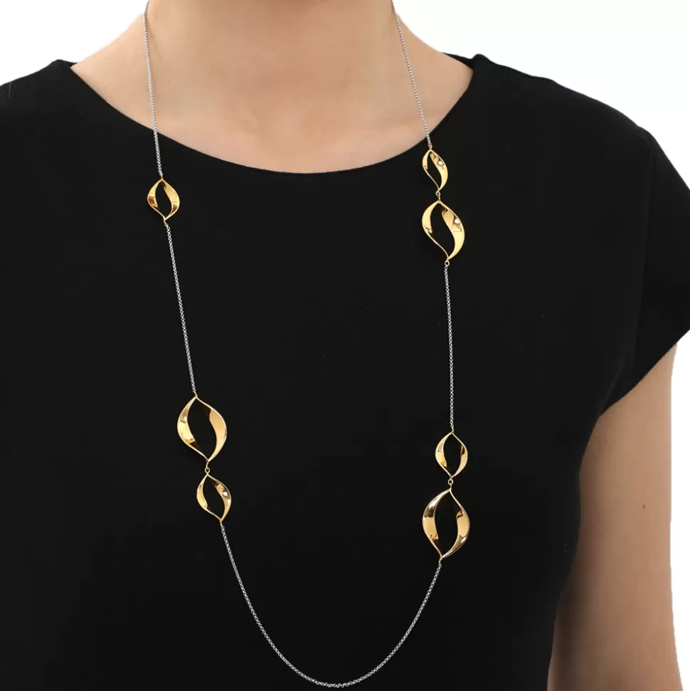Colgante Largo Alma Ardiente en Plata con Detalles Dorados - Diseño Exclusivo Folli Follie para Mujer