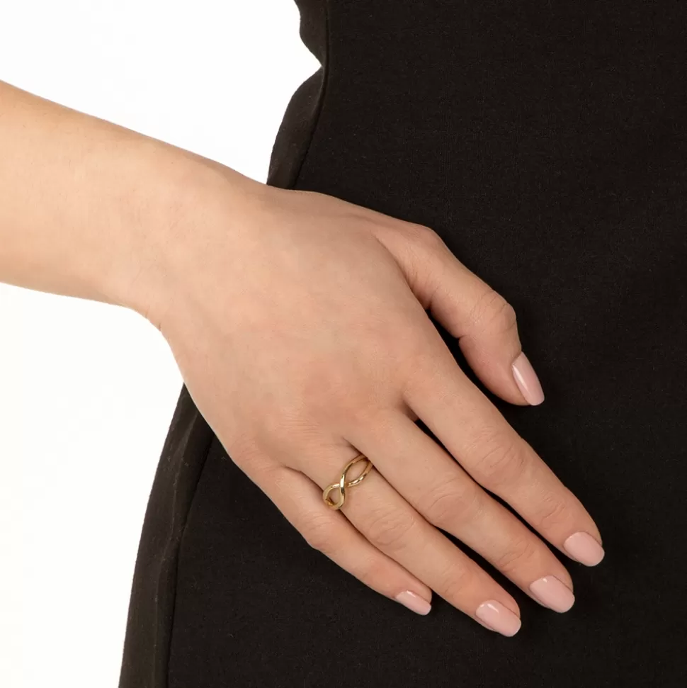 Anillo Folli Follie Mujer - Diseño Fluido en Oro Amarillo Brillante, Elegancia Moderna
