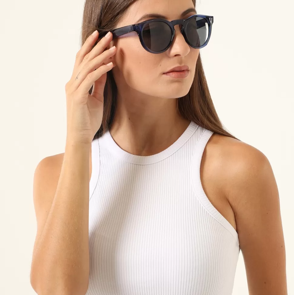 FOLLI-FOLLIE: Gafas de Sol Artesanales Redondas para Mujer - Estilo Retro con Marco Detallado