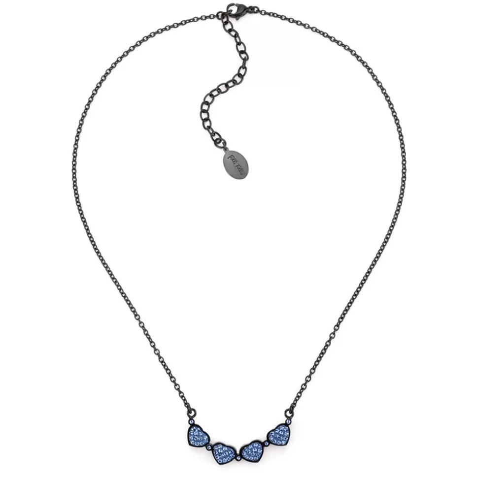 Collar corto Folli Follie para mujer con detalle corazón en baño negro - Estilo único y romántico