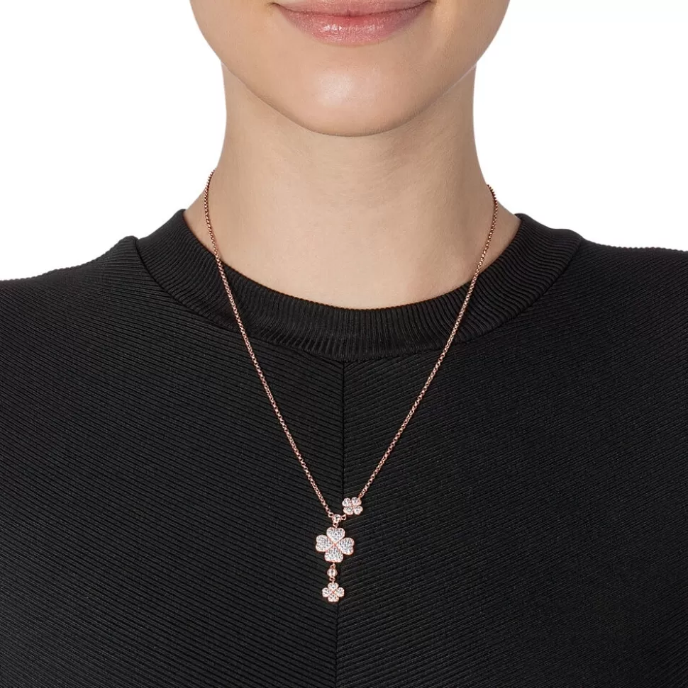Collar Femenino Folli Follie - Diseño Corazón Doble en Oro Rosa, Colgante Pequeño para Regalos Elegantes