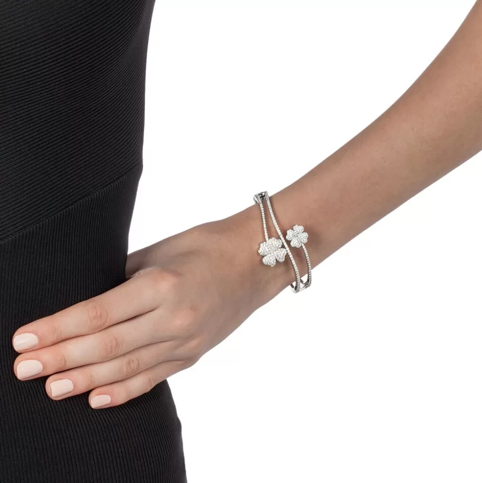 Pulsera Folli Follie Heart4Heart en Plata 925 - Brazalete ajustable para mujer, diseño elegante con detalle corazón