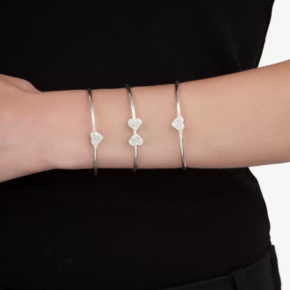 Pulsera Folli Follie Corazón Gemelo - Plateado Brillante para Regalos de Mujer