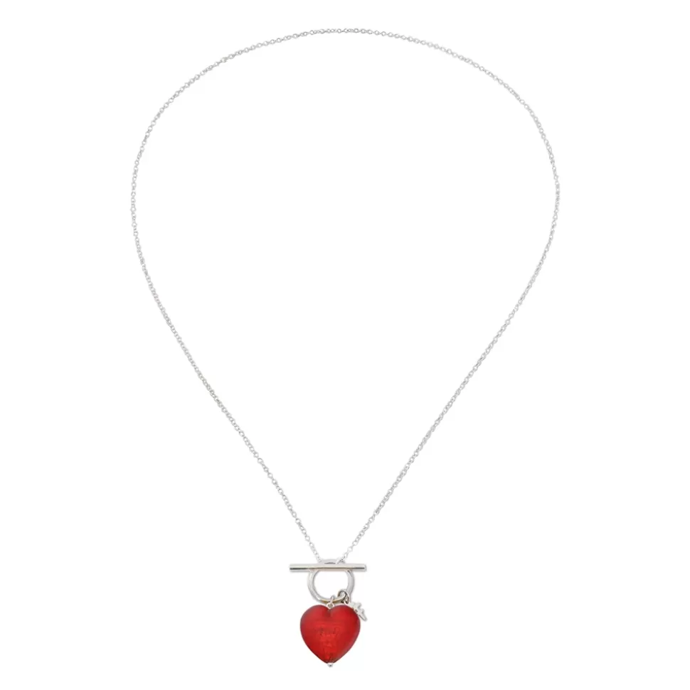 Collar Plateado Folli Follie con Corazón Brillante - Cadena Larga con Cierre de Barra, Diseño Exclusivo para Mujer