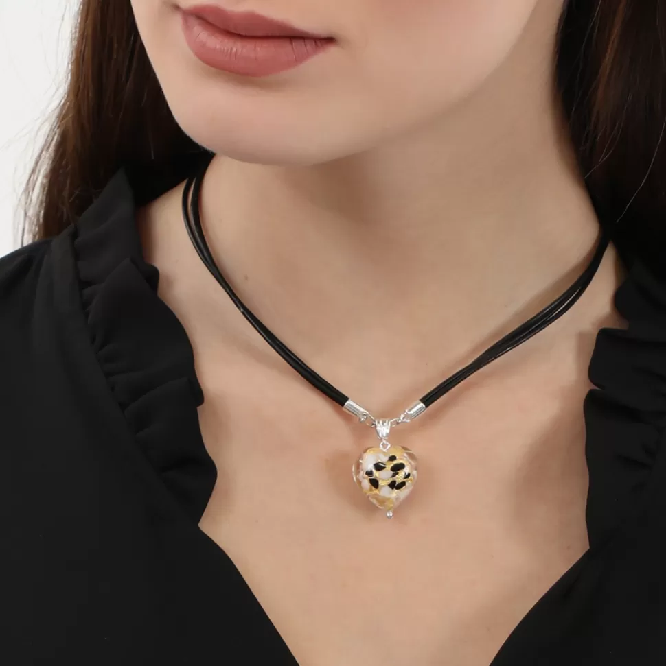 Collar corto de cuero con detalle corazón dorado - Colección Hearty Candy para mujer de Folli Follie