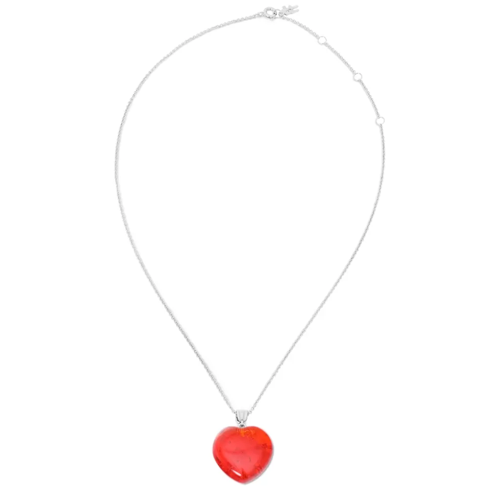 Collar Corazón Dulce en Plata - Joyería Folli Follie para Mujer, Detalle Delicado en Colgante Corto con Diseño Amoroso