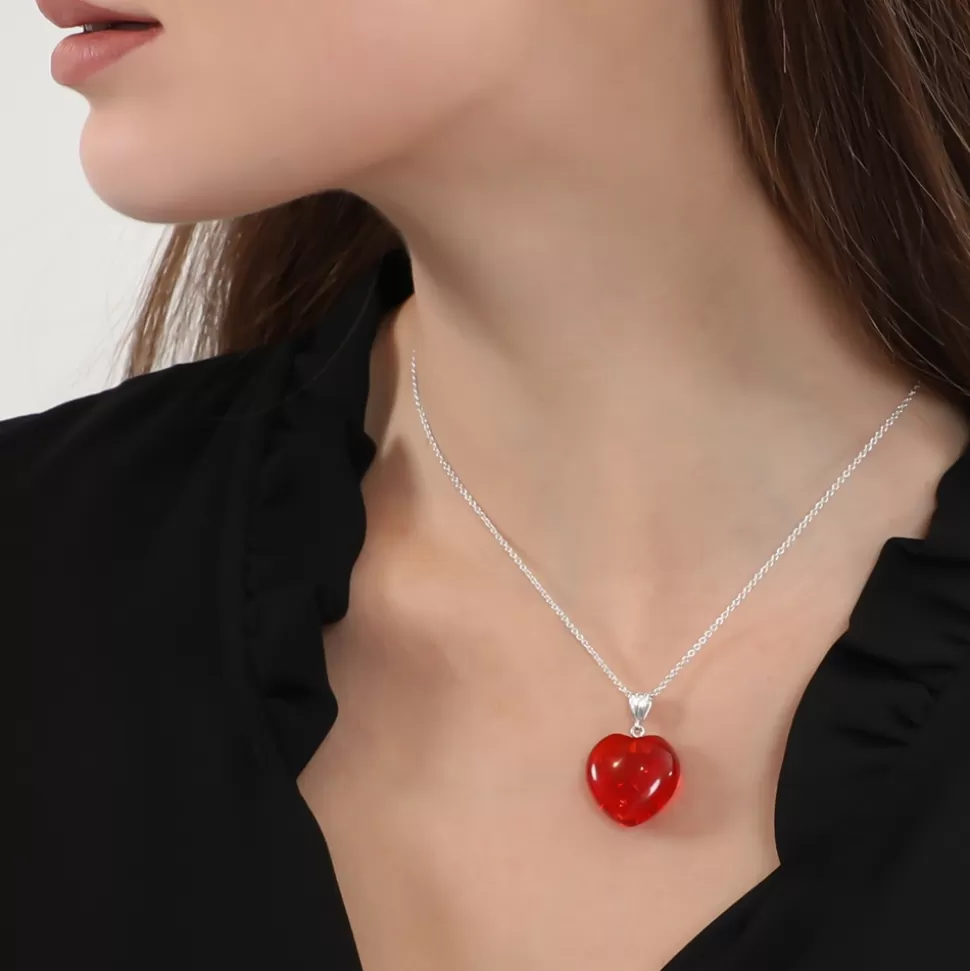 Collar Corazón Dulce en Plata - Joyería Folli Follie para Mujer, Detalle Delicado en Colgante Corto con Diseño Amoroso
