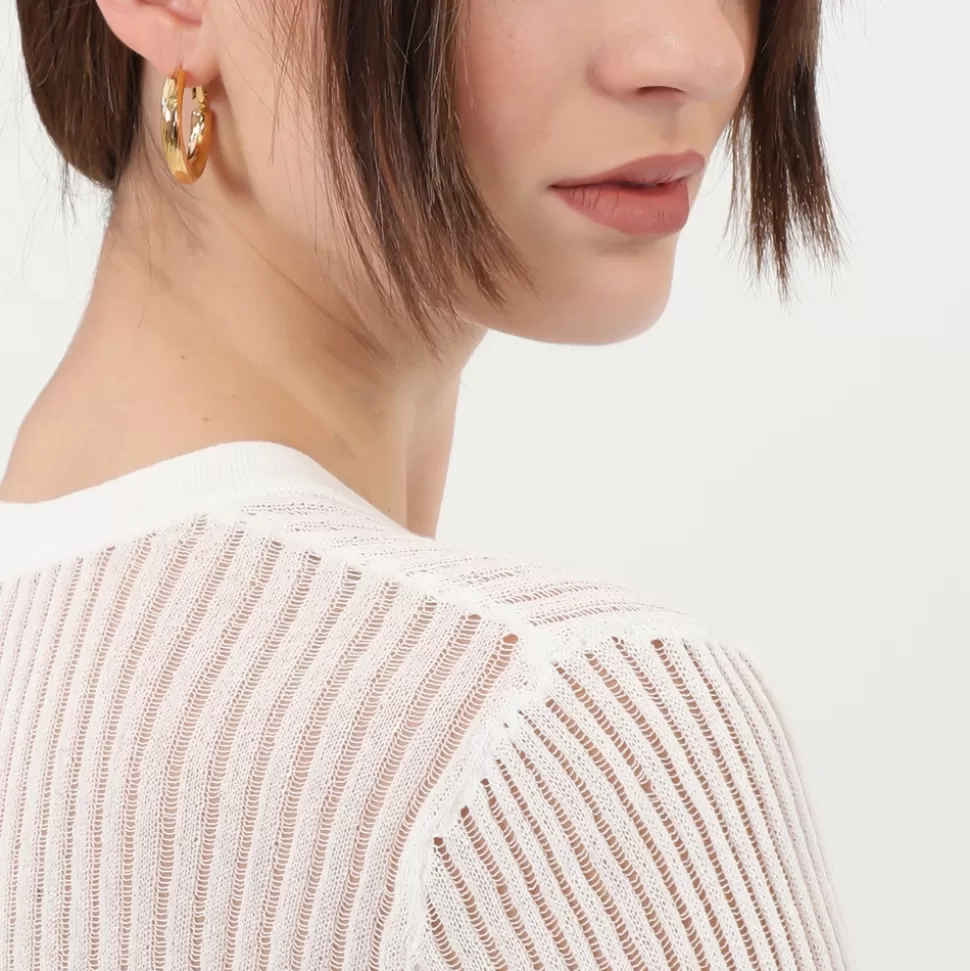 Aros Folli Follie para Mujer: Diseño Grabado con Detalle Artesanal en Baño de Oro - Colección Exclusiva de Aros Circulares Brillantes