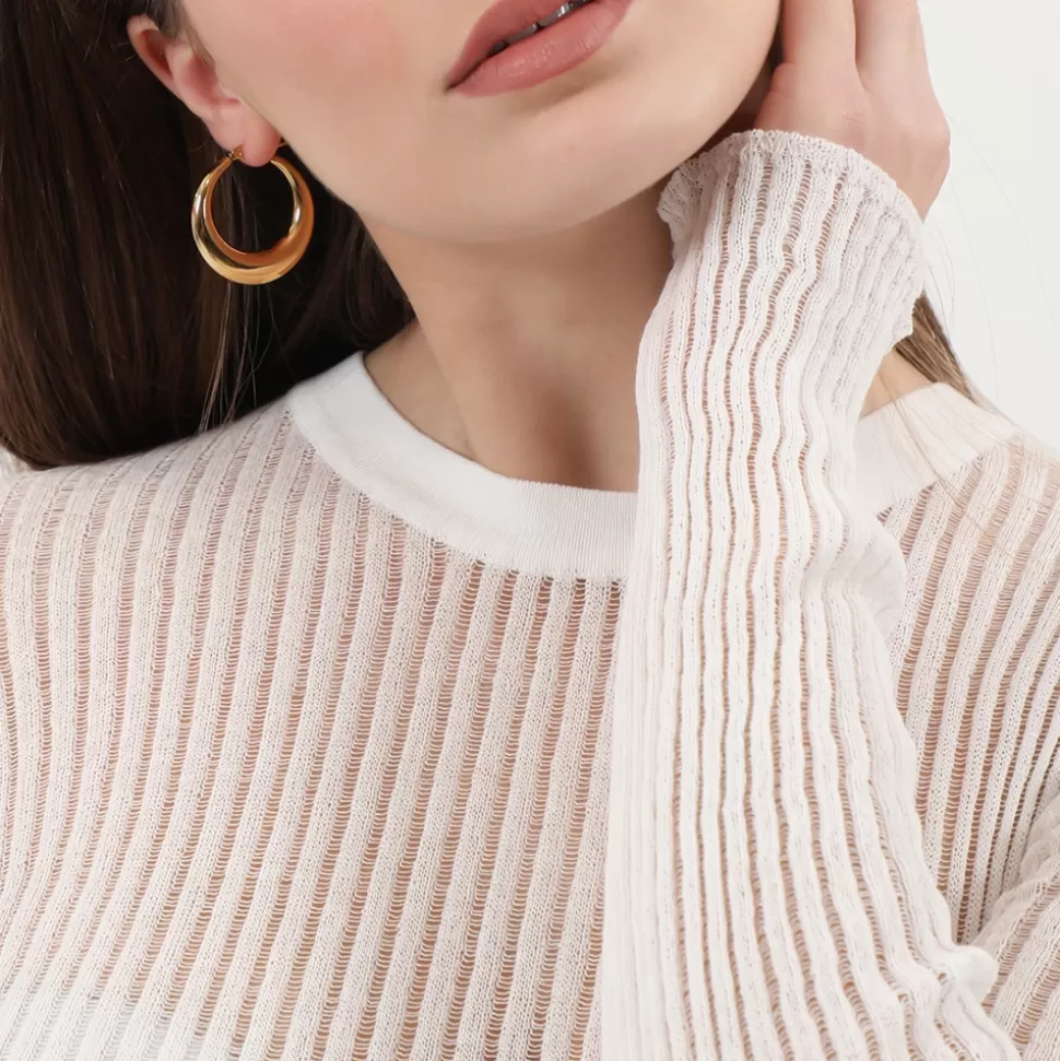 Aros Folli Follie estilo huggie - Dorado medio con acabado brillante para mujer