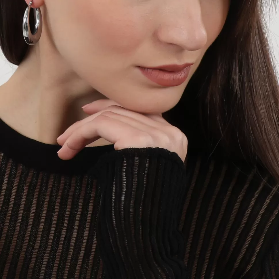Aros Clásicos Folli Follie - Tamaño Mediano en Brillante Plateado para Mujer
