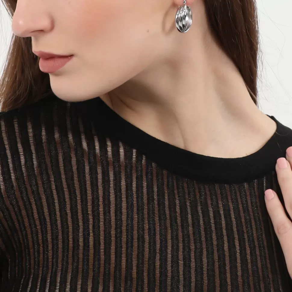 Aretes Folli Follie para Mujer - Aros de Triple Onda en Plata, Diseño Ondulado y Elegancia Moderna