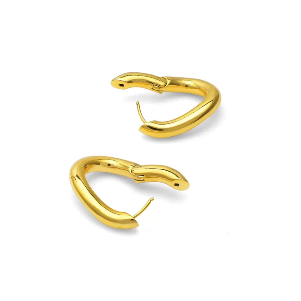 Aros Folli Follie Dorados con Detalles Ondulados - Diseño Ovalado Moderno para Mujer