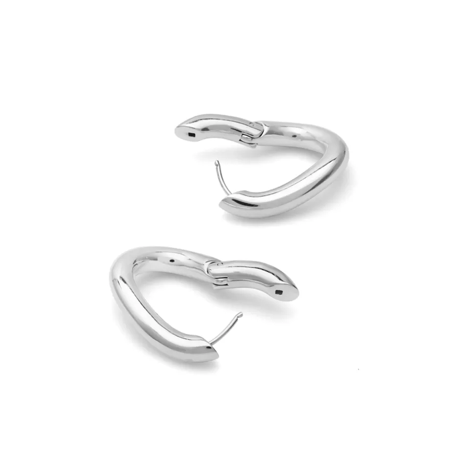 Aros Elegantes Folli Follie - Óvalo Ondulado Plateado con Diseño Brillante