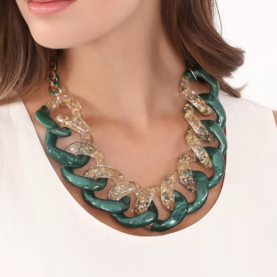 Collar Dorado Intenso de Cadena Gruesa - Diseño Impactante para Mujer de Folli Follie | Colección 