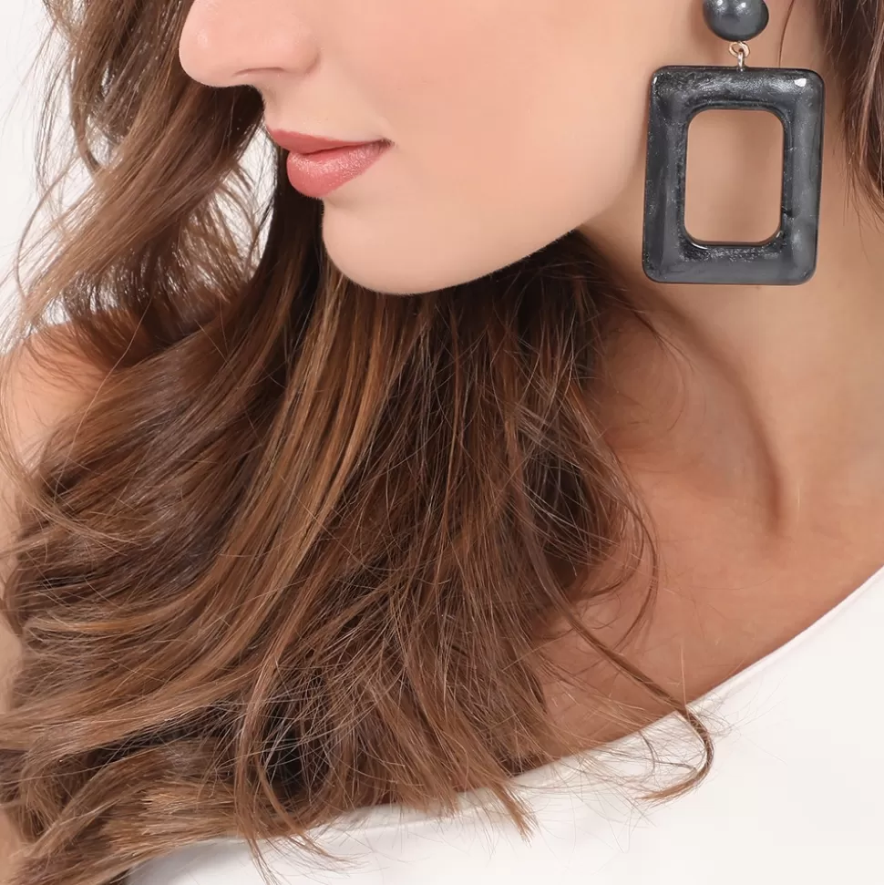 Aros Folli Follie Elegantes para Mujer - Diseño Rectangular Grande que Deslumbra